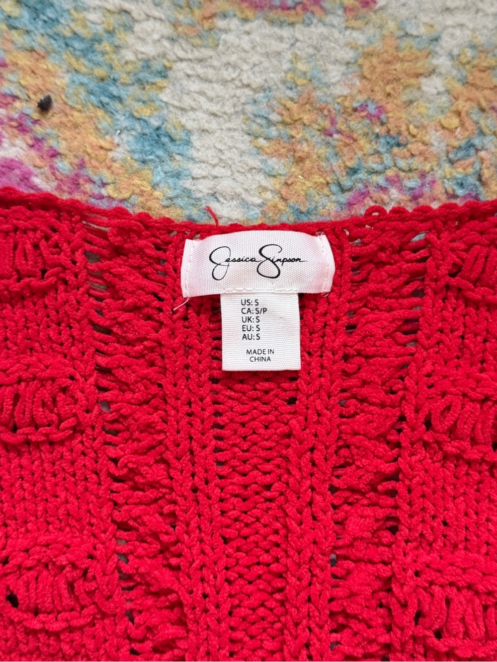 Bright Red Cable-Knit Open Cardigan - Picture 3 of 5